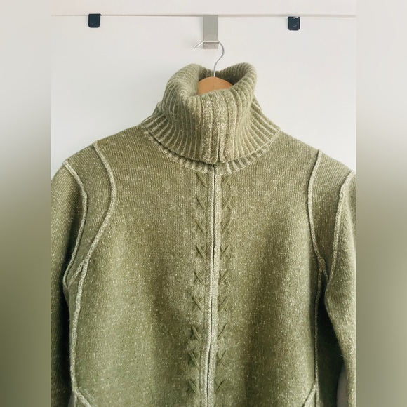 Paraphrase Lambswool Angora Zip Cardigan Sweater Marled Green Warm Sz Large - Picture 4 of 12